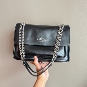 Coach Elodie Crossbody Bag CCF09 crinkle leather/Silver/Black